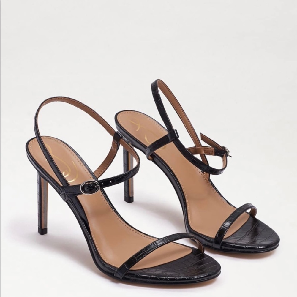 Brand new Sam Edelman Doran black croc strappy heeled sandal